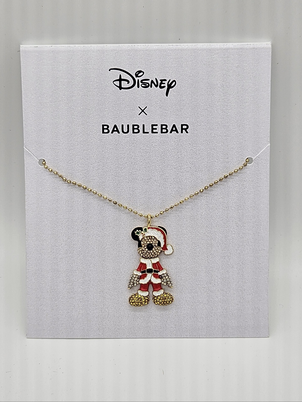 Disney x BaubleBar Santa Mickey Pendant Necklace - Red, Gold, Black, White
